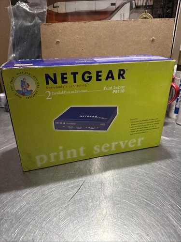 NETGEAR PS110 10/100 PARALLEL 2-PORT PRINT SERVER ULAT-13 Printer Sharing NOB