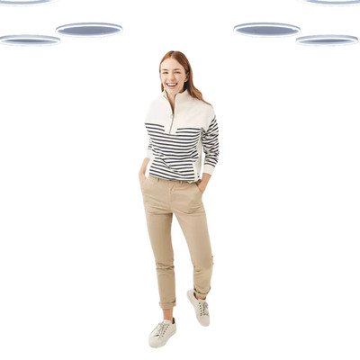 Ex Fat Face Women s Chinos Trouser - Garment Dyed Devon Stone (Defect)