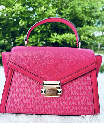 AUTHENTIC Michael Kors Whitney Medium Satchel Bag Electric Pink Crossbody NWT