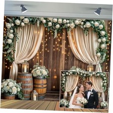 10x8 ft Wedding Rustic Barn Door Backdrop Western Wooden Vintage 10x8ft Brown