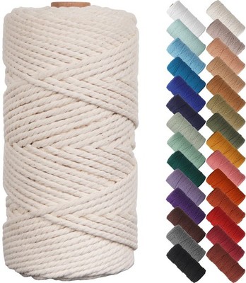 NOANTA Natural Macrame Cord 3mm x 109Yards, Beige Cotton Rope Macrame Yarn