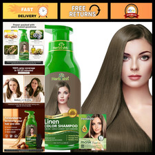 Linen Hair Dye Shampoo for Gray Hair Coverage, 500ml - Nourishing Color Treatmen