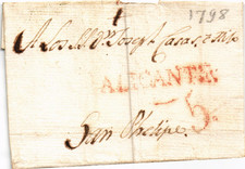 Spagna 1798? copertina Alicante a San Phelipe (San Felipe Neri, Crevillente?) (4912)
