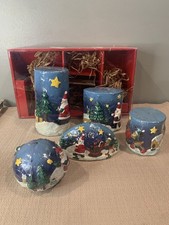 Vintage Holiday Candle Gift Set Snowman Country Snow Scene Candles New Sealed