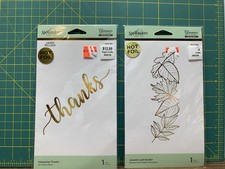 Spellbinders Glimmer Hot Foil Plates Autumn Leaf Border Sweeping Thanks NEW
