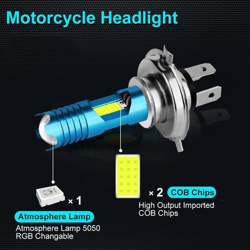 H4 9003 HB2 LED Bulb High Power Motorcycle Headlight Replacement White 20W - Picture 5 of 11
