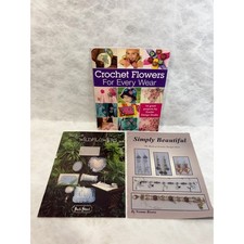 Vintage Craft Book Lot Crochet Flowers Jewelry Design Wildflower Cross Stitch