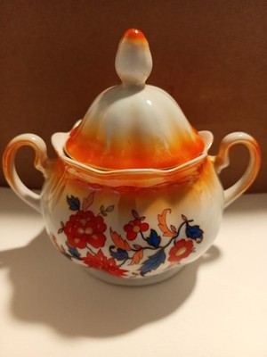 KAHLA Floral Lusterware Large Vintage Sugar Bowl / Lid