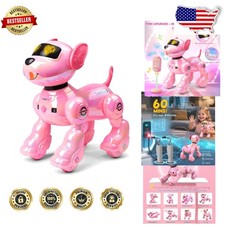 Smart Robot Dog Toy: 17 Interactive Functions, Programmable, Pink Metallic