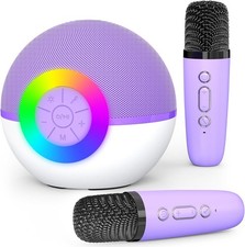 Mgaolo Mini Karaoke Machine for Kids Adults,Portable Bluetooth Purple 2mic
