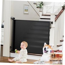 Retractable Baby Dog Gate - Extends to 72" Wide, 34" Tall x 72" Wide A-black