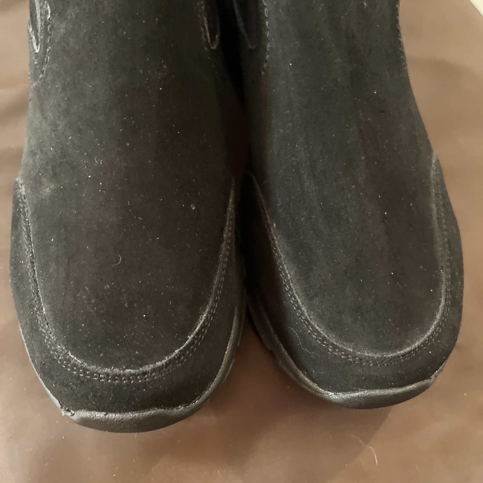 SAOLA Mocassini da lavoro LANDS END Wm 11WW neri scamosciati suola spessa nuovi senza etichette