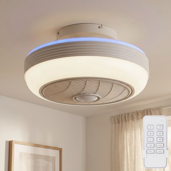 Deckenventilator Deckenlampe Esszimmerlampe KüHler LüFter Cct Timer Led D 46 Cm-image