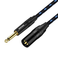 DREMAKE 50FT Mono 6.35mm to XLR Unbalanced Audio Cable, TS Male to XLR Male M...