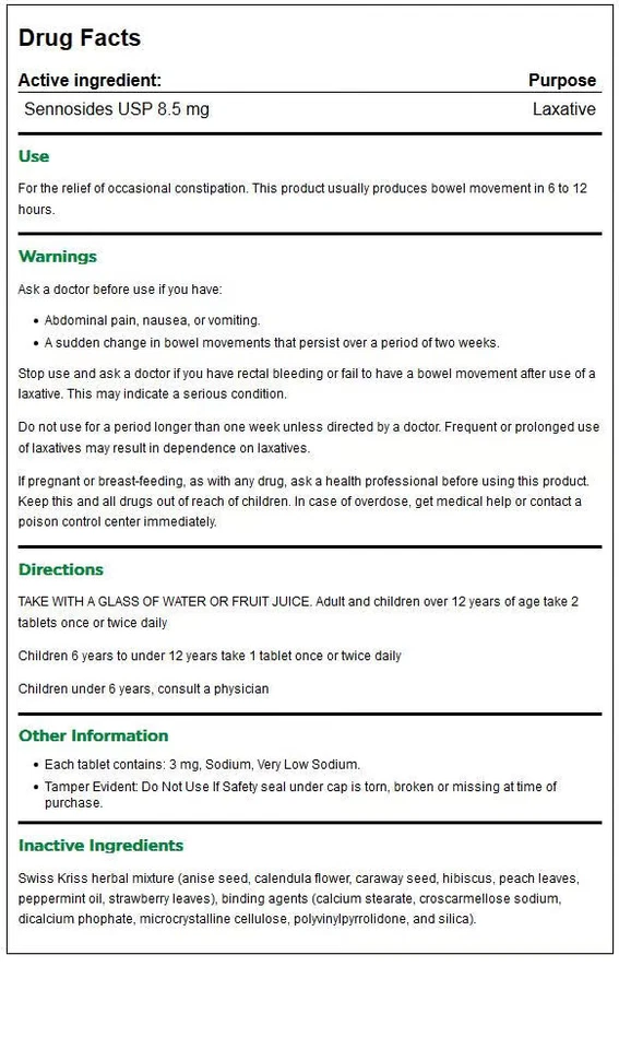 Swiss Kriss 草药泻药片 250 片 — 第 2/2 张图片