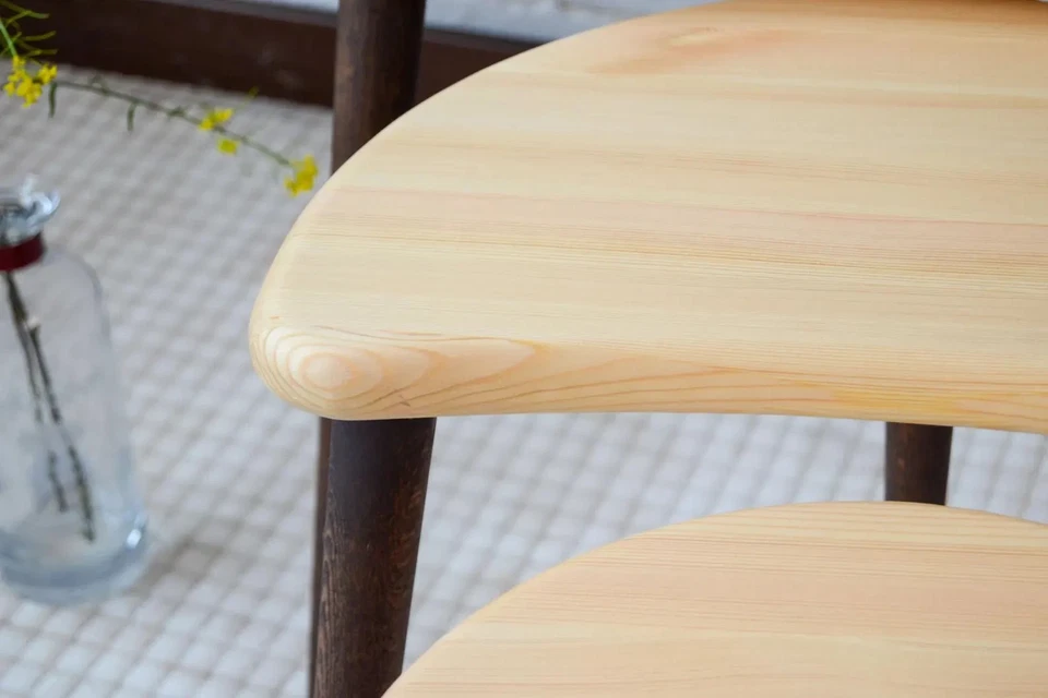 Handmade 3-Piece Solid Wood Nesting Table Set – Natural Pine & Walnut Finish - Image 4 of 4