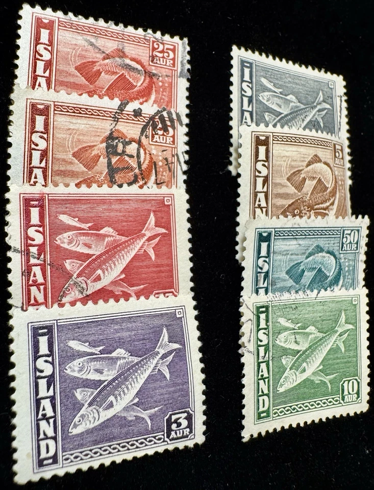 Iceland Marine Life AUR Set (8) - MNH Originales, Goma Limpia, Colores Brillantes Foto 2 de 4