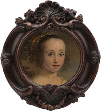 Small Vintage 3x3 Round Picture Frame, Mini Antique Ornate 3 x 3 Round, Brown 