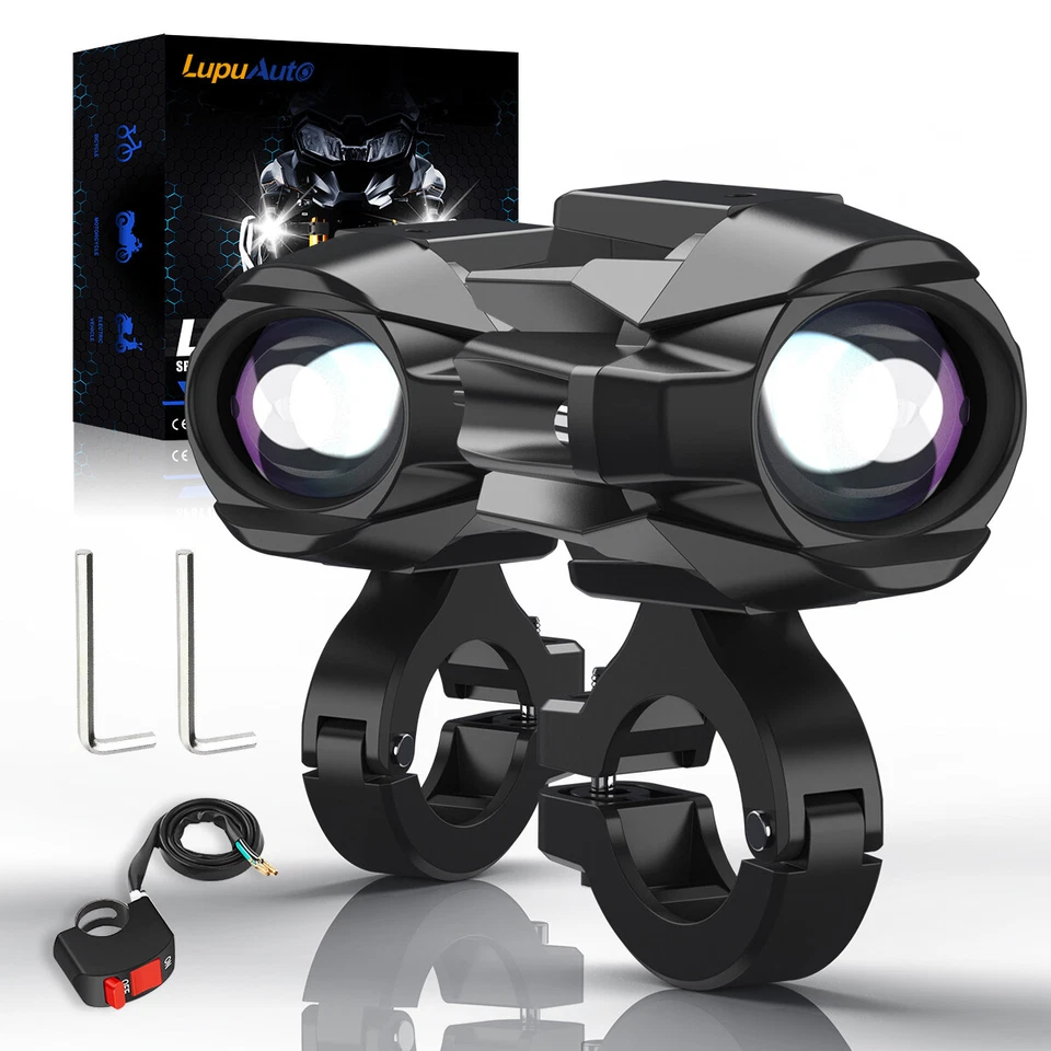 2x Motorcycle Spot Lights Headlight LED Fog Light Driving Spot Lamp Yellow+White - Image 2 of 4