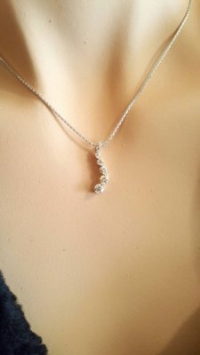 1/4 CT Round Moissanite Beautiful Journey Pendant 14K White Gold Plated Necklace