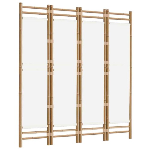 Folding 4-Panel Room Divider Folding Privacy Screen Stand 160cm Bamboo Canvas - Picture 3 of 10