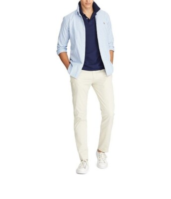 RalphLauren 100%Authentic mens sold plain straight chino pants color Being 34x32