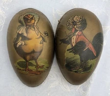 Antique W. German Lithograph Paper Mache Egg/ Easter Candy Container Egg /b