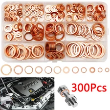300PCS Car Assorted Solid Copper Engine Washers Crush Seal Flat Ring Gasket Set.