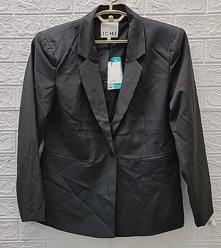Neu ICHI Lexi One Button gepolsterter Schulterblazer schwarz Größe 2XLarge