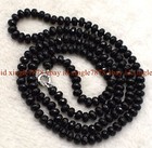 Rondelle Gemstone Beads Necklace Aaa Long 18-36" 5x8mm Faceted Black Agate