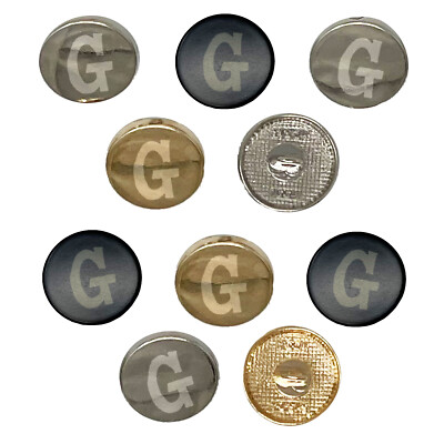 Letter G Uppercase Cute Typewriter Font 0.6'' (15mm) Metal Buttons - Set of 10