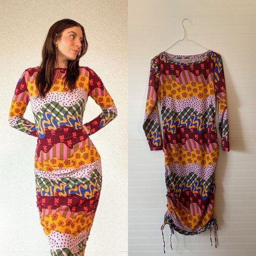 Target Multicolor Retro Floral Scrunch Latino Heritage Month Dress Size Medium