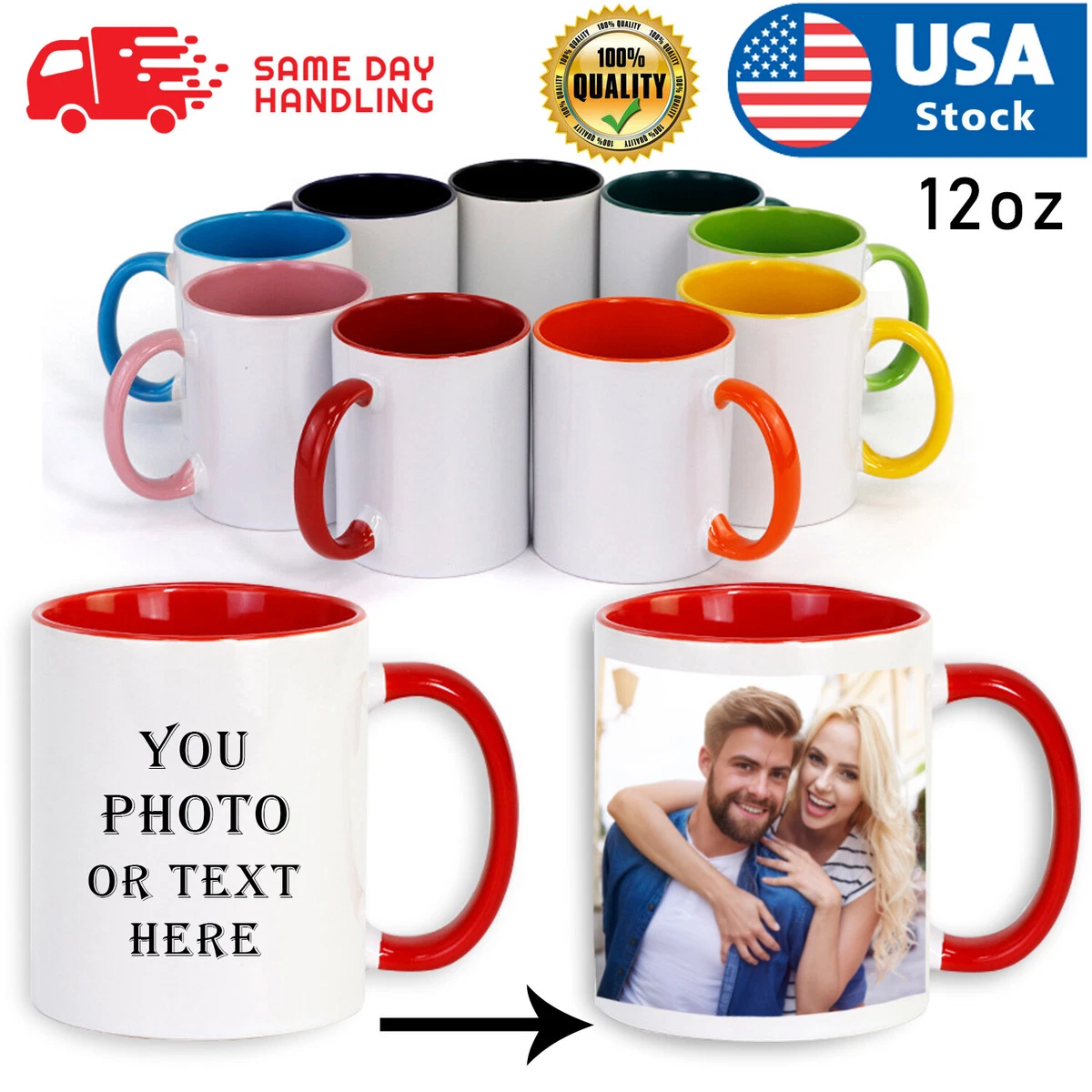 Customized 15 Oz Color Rim Handle Blank White Ceramic Coffee Sublimation  Mugs with Print Logo - China Travel Mug and Sublimation Blanks price