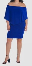 24Seven Comfort Women's Blue Bodycon Mini Dress Plus Size 1X