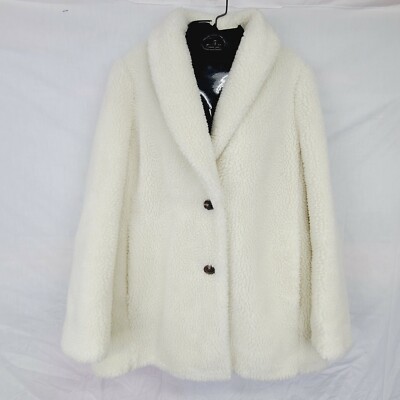 J. Crew K2208 Teddy Fleece Shawl Collar Coat Jacket Size M Cream