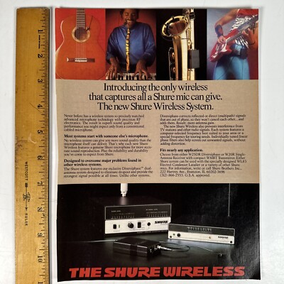 Shure Wireless System Original Magazine Print Ad