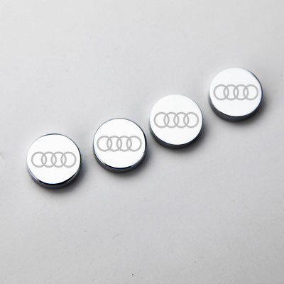 Laser Etched 4Pc Audi Car License Plate Frame Bolts Fastener Screws Cap Cover