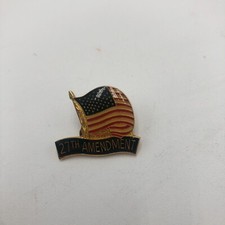 27th Amendment Pin Made In USA Vintage Politics Gold Tone Congress Salary Pay.