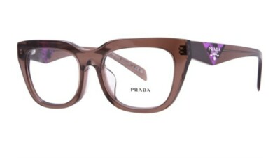 Prada PR A06V 17O-1O1 Transparent Brown Frames Demo Lens 52 mm Eyeglasses