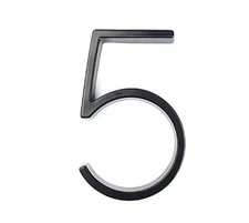 5 Inch Black Metal Numbers For House Address Outside Modern Floating Screw On