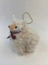 Fuzzy Soft White Woolly Sheep Lamb Hanging Christmas Ornament NEW
