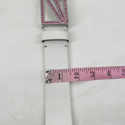 Cintura Nike Golf donna taglia L VERA PELLE bianca strass swoosh logo fibbia - Foto 5 di 13