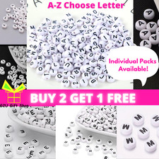 Alphabet Circle Round Beads Individual Letter Jewelry DIY Children Crafts UK