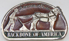 Vintage Western Wear Belt Buckle American Farms Backbone Of America Pewter Old
