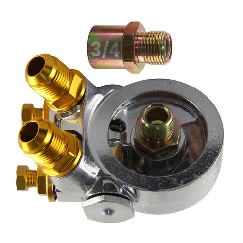 Aluminum AN10 Oil Filter Cooler Sandwich Plate Adapter Thermostat w/80 Deg 176 F - Picture 5 of 11
