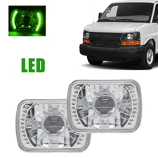 5x7 7x6 Green Headlight Clear For Chevy Express 1500 2500 3500 Astro Cargo Van
