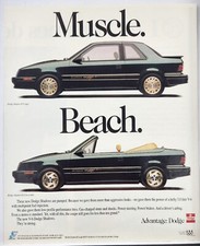 1992 Dodge Shadow Es Coupe Es Convertible Green Muscle Beach Original Print Ad