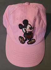 Mickey Mouse Disney Parks Adjustable Youth Pink Cap Sequined Embroidered