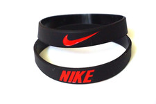 1X Nike Silicone Wristband Bracelet 1/2" Black Red New USPS Fast Shipping