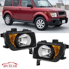Pair Black Housing Headlights Amber Corner Assy For 2003-2008 Honda Element Lr